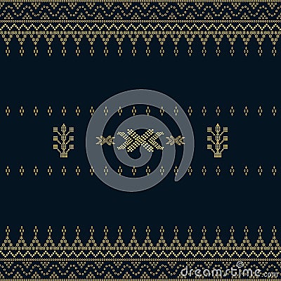 Batak ethnic seamless pattern motif ulosSeamless geometric ornamental vector pattern with dots gold color. Abstract background Vector Illustration