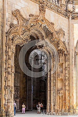 Batalha, Portugal. Portal of the Unfinished Chapels aka Capelas Imperfeitas of Batalha Abbey aka Monastery of Santa Maria da Editorial Stock Photo