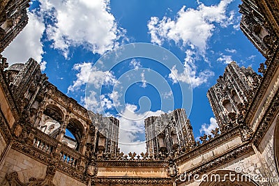 Batalha, Portugal. Top of the Unfinished Chapels aka Capelas Imperfeitas of Batalha Abbey aka Monastery of Santa Maria da Vitoria Stock Photo