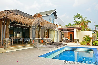 Acuaverde Beach Resort private cottage facade in Laiya, Batangas, Philippines Editorial Stock Photo