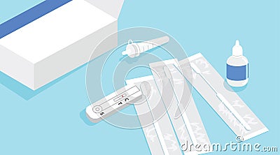 Close up of an antigen test home kit Vector Illustration