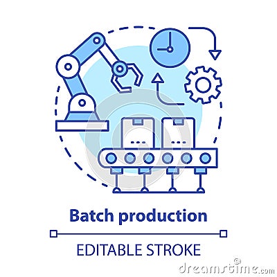 Batch production concept icon. Manufacturing method idea thin line illustration. Mass production process. Serial Vector Illustration