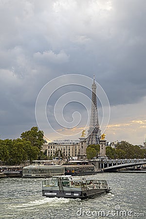 Bateau Mouche on the Seine Editorial Stock Photo