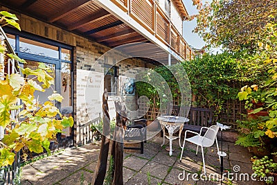 City courtyard garden and balcony Editorial Stock Photo