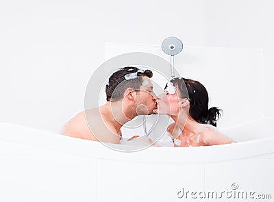 Bath bathtube man bodycare Stock Photo