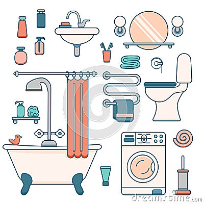 Bath equipment colorful concept Vector Illustration