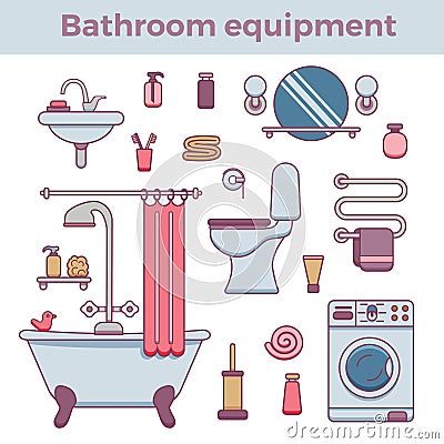 Bath equipment colorful concept Vector Illustration