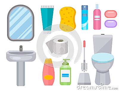 Bath equipment icon toilet bowl bathroom clean flat style illustration hygiene design. Vector Illustration