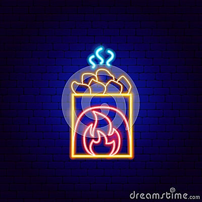 Bath Fireplace Neon Sign Vector Illustration