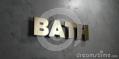 Bath - Gold sign mounted on glossy marble wall - 3D rendered royalty free stock illustration Cartoon Illustration