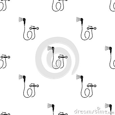 Bath mixer icon in black style isolated on white background. Plumbing pattern stock vector illustration. Vector Illustration