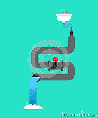 Bath plumbing system. Sewerage scheme. Vector illustration Vector Illustration