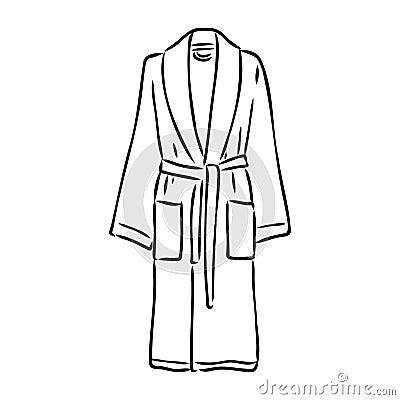 Bath robe, robe for the shower, bathrobe, doodle style, sketch illustration, hand drawn, vector Vector Illustration