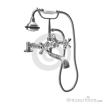 Bath Shower Mixer bath in a classic style of Provence on white Stock Photo