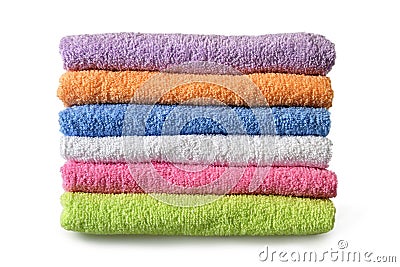Bath towels on white background Stock Photo