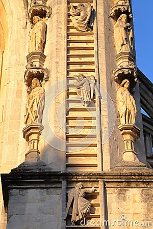 BATH, UK: Architectural detail of the facade of Bath Abbey Stock Photo