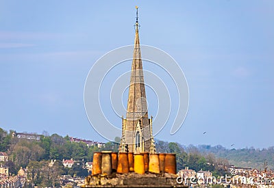 Bath, UK - Church Spite View behing the Chimneys Stock Photo