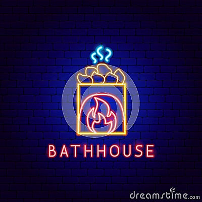 Bathhouse Neon Label Vector Illustration