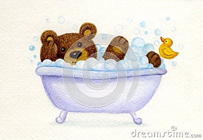 Bathing bear. Stock Photo