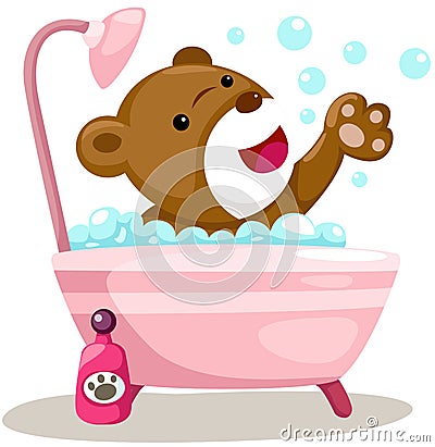 Bathing cute bear Vector Illustration