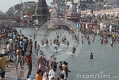Bathing in Haridwar 4 Editorial Stock Photo
