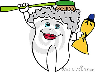 Bathing Tooth Vector Illustration
