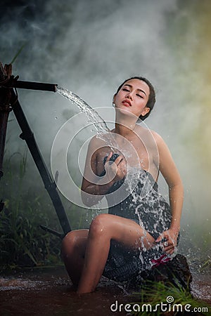 Bathing woman Stock Photo