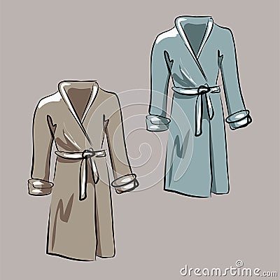 A bathrobe. Bathroom, spa treatments, massage, hotel with beauty treatments. Hygiene, washing and beauty items. Isolated vector Vector Illustration