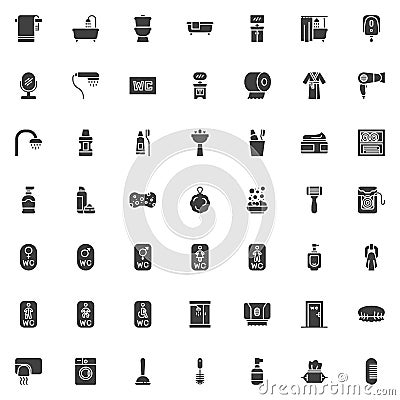 Bathroom accessories vector icons set Vector Illustration