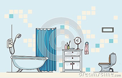 Bathroom, with bath Vector Illustration