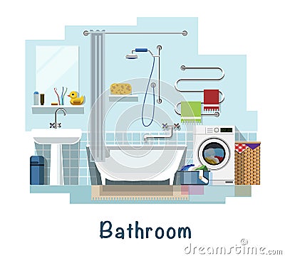 Bathroom interior Vector Illustration