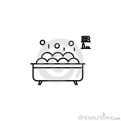 bathroom, bathtub, shower line illustration icon on white background Cartoon Illustration