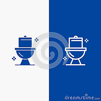 Bathroom, Cleaning, Toilet, Washroom Line and Glyph Solid icon Blue banner Line and Glyph Solid icon Blue banner Vector Illustration