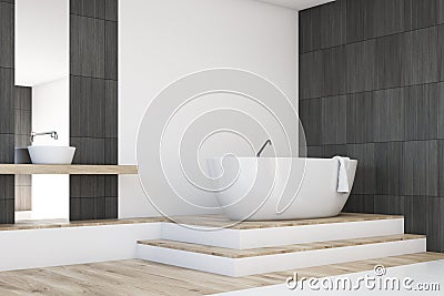 Bathroom corner with a mirror, black Stock Photo