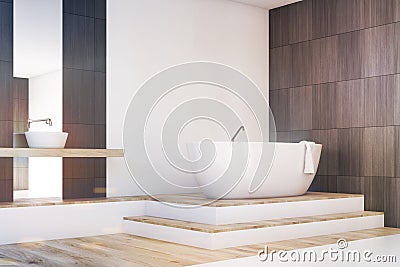 Bathroom corner with a mirror, toned Stock Photo