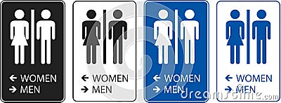 Bathroom Directional Sign Women Left, Men Right Vector Illustration