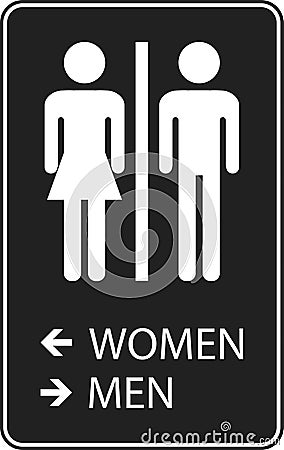 Bathroom Directional Sign Women Left, Men Right Vector Illustration