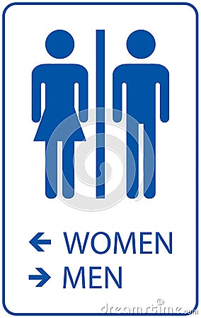 Bathroom Directional Sign Women Left, Men Right Vector Illustration