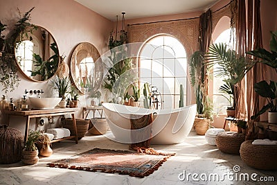 bathroom with exotic rainforest influences Stock Photo