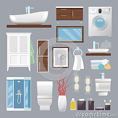 Bathroom Furniture Flat Vector Illustration