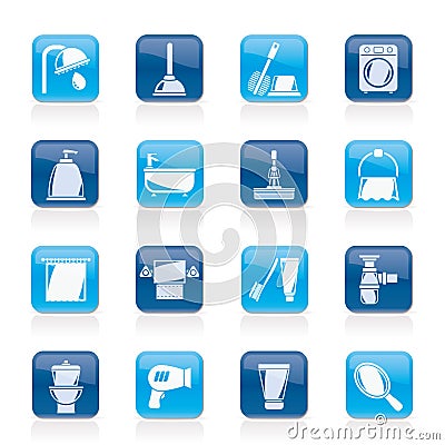 Bathroom and hygiene objects icons Vector Illustration