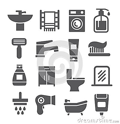 Bathroom icon set Vector Illustration