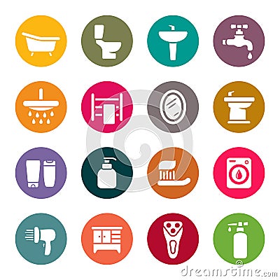 Bathroom icon set Vector Illustration