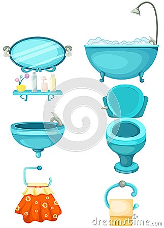 Bathroom icons set Vector Illustration