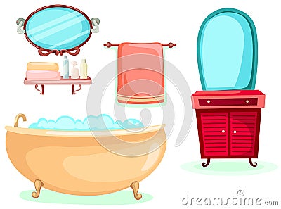 Bathroom icons set Vector Illustration