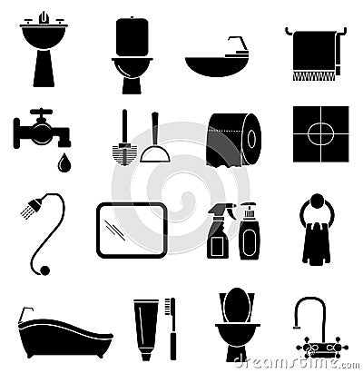 Bathroom icons set Vector Illustration