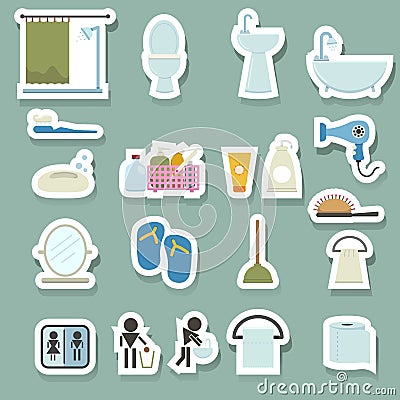 Bathroom icons set Vector Illustration