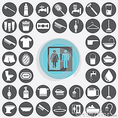 Bathroom icons set. Stock Photo