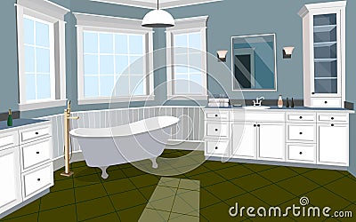 Bathroom interior background with furniture Vector Illustration