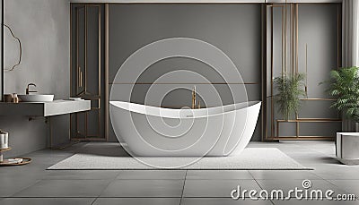 Bathroom interior bathtub 3d rendering mock up Stock Photo